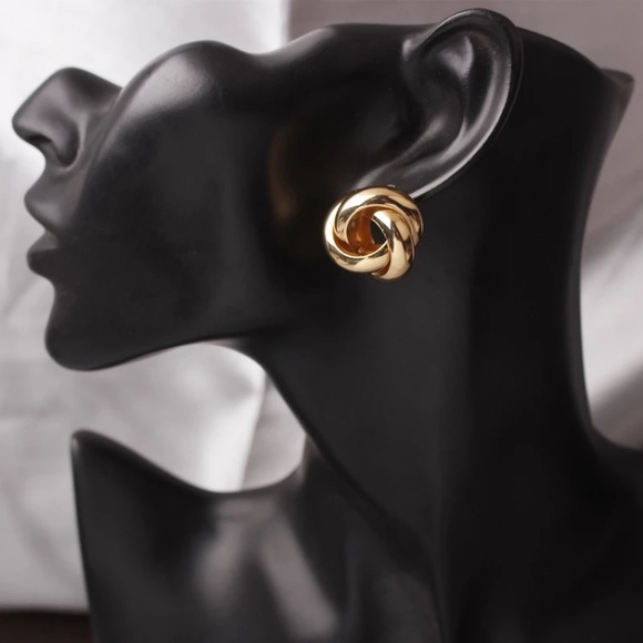 Gold Filled Knot Statement Earrings - Picture 4 of 4